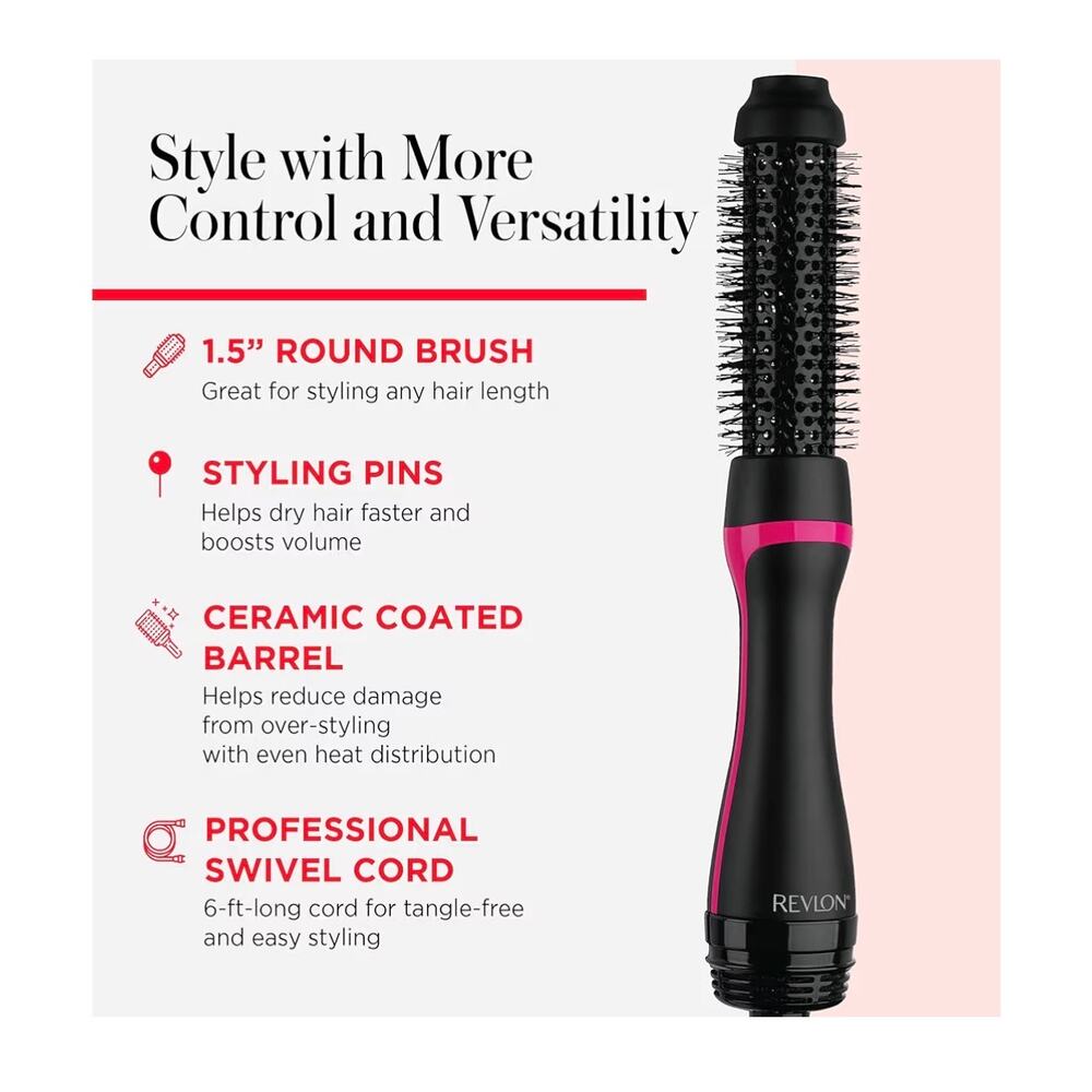 Open box REVLON One-Step Hair Dryer and Styler - Root Booster Round Brush - Picture 7 of 10